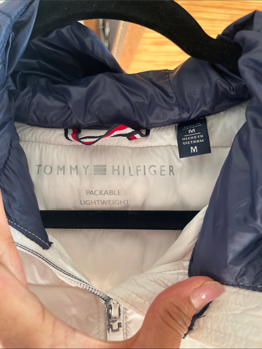 Tommy Hilfiger Women's Navy and White Packable Puffer Jacket